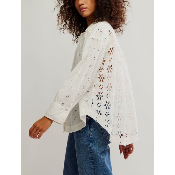 FREE PEOPLE Mae Eyelet Shirt / Ecru - Picture 3 of 5